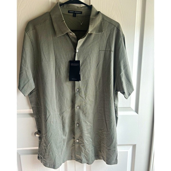 Robert Barakett Other - Robert Barakett Orlando SS Knit Shirt Mens Large Olive Green Button Down RB52645